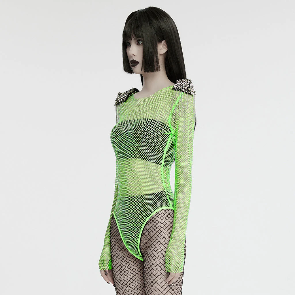 WT-957TCF Neon Spiked Mesh Bodysuit Punk Accessories Edgy Design - Image 22