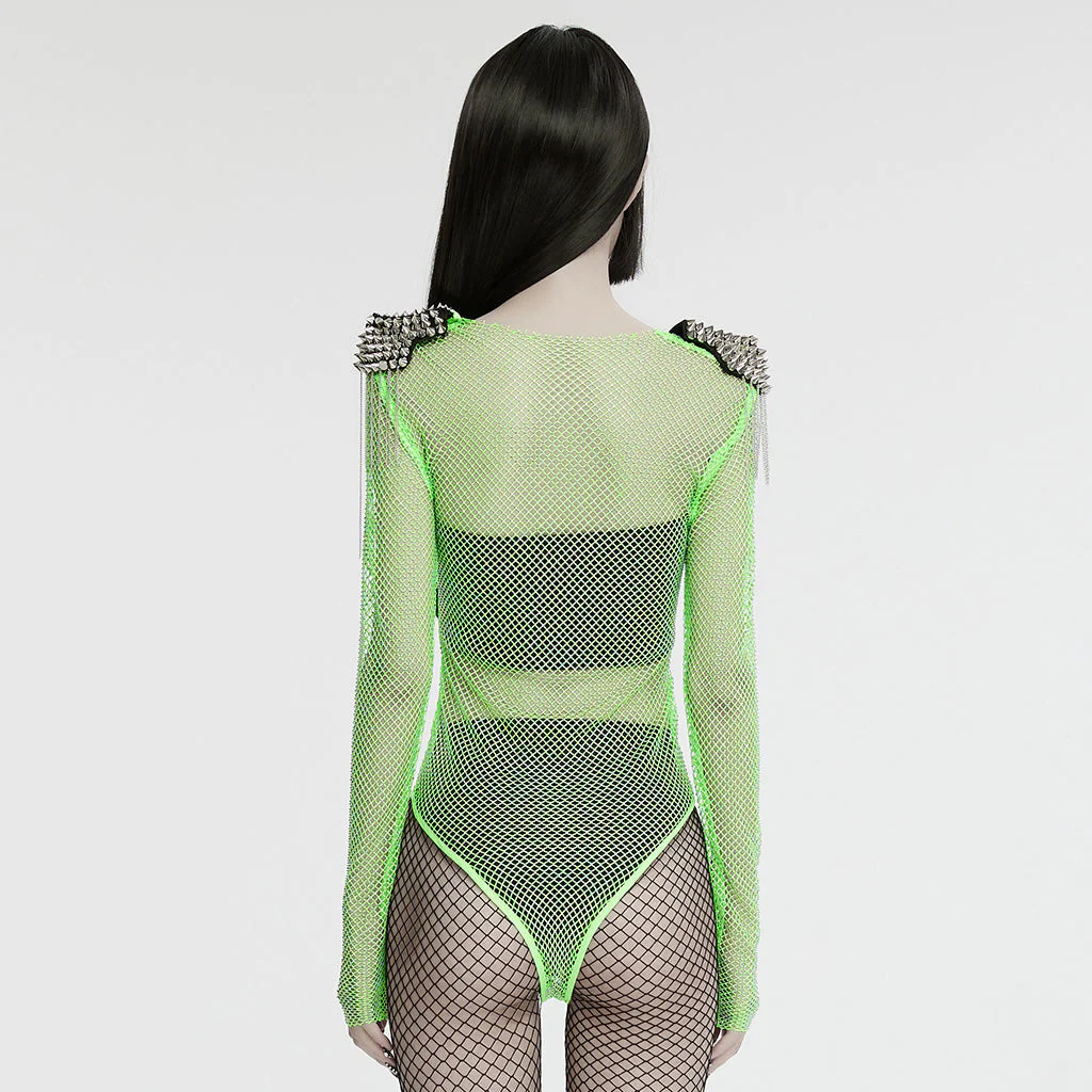 WT-957TCF Neon Spiked Mesh Bodysuit Punk Accessories Edgy Design - Image 23