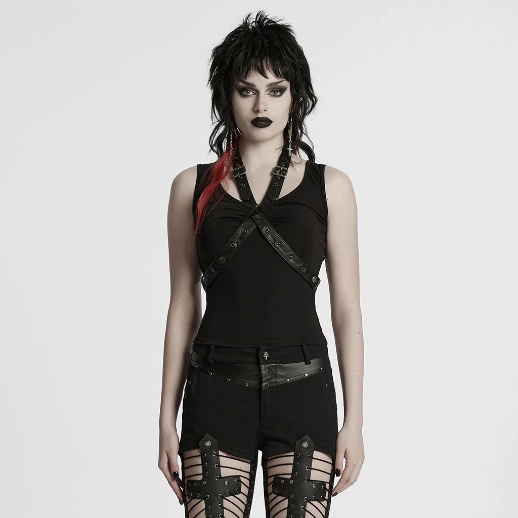 WT-962BXF Punk Vests Sleeveless Top with Strappy Harness Details - Image 11