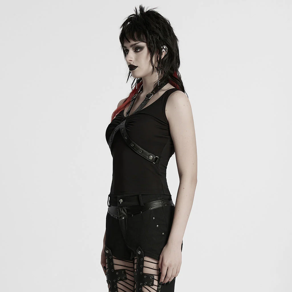 WT-962BXF Punk Vests Sleeveless Top with Strappy Harness Details - Image 12