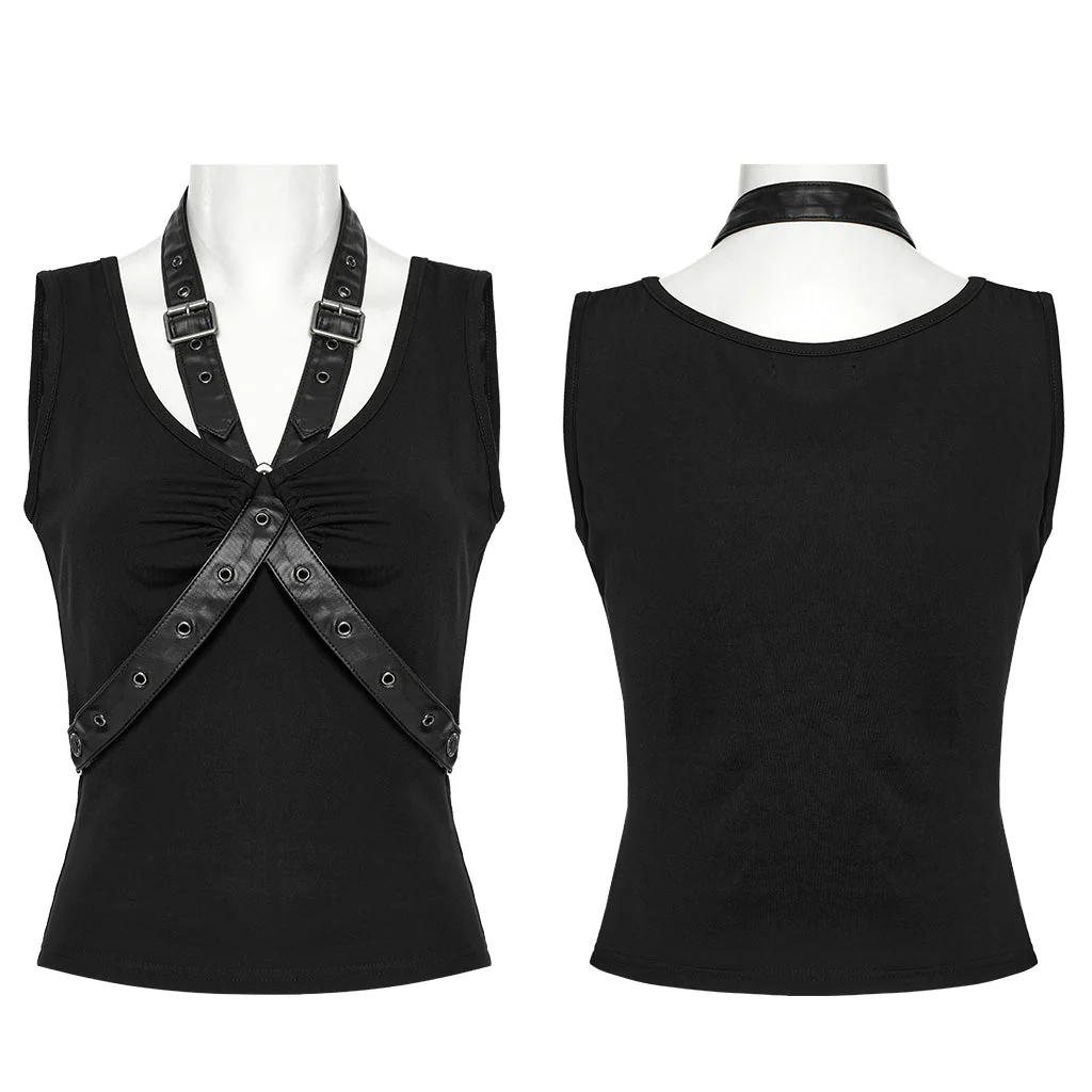 WT-962BXF Punk Vests Sleeveless Top with Strappy Harness Details - Image 15