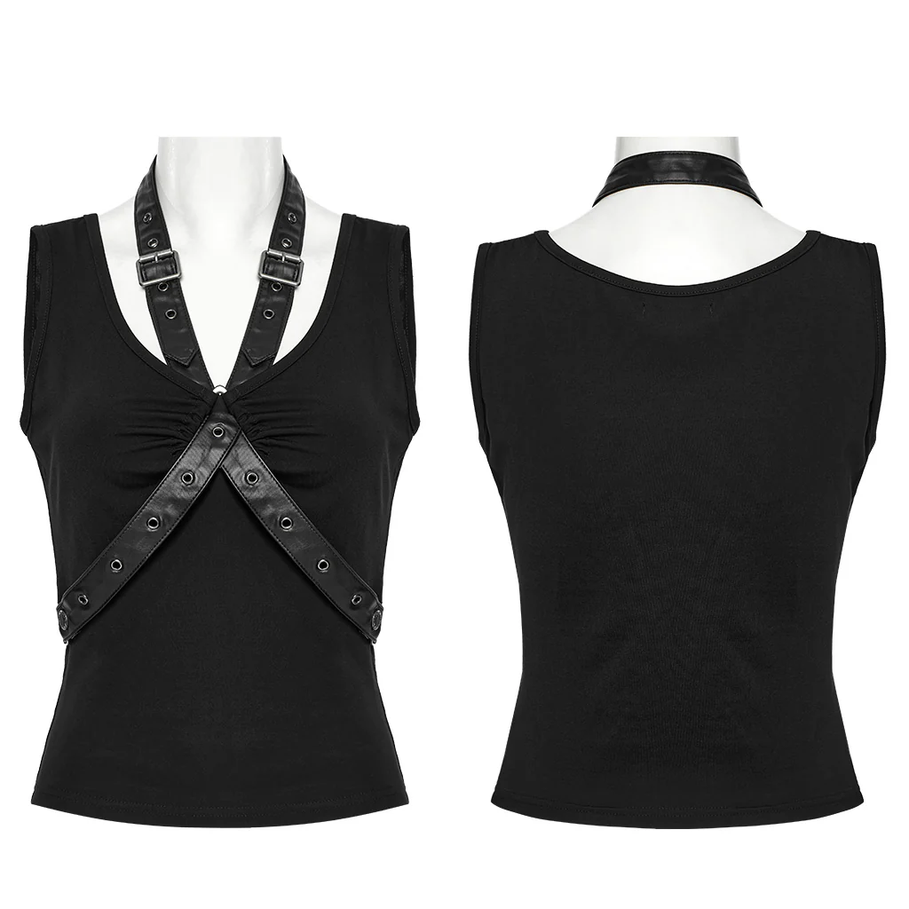 WT-962BXF Punk Vests Sleeveless Top with Strappy Harness Details - Image 6