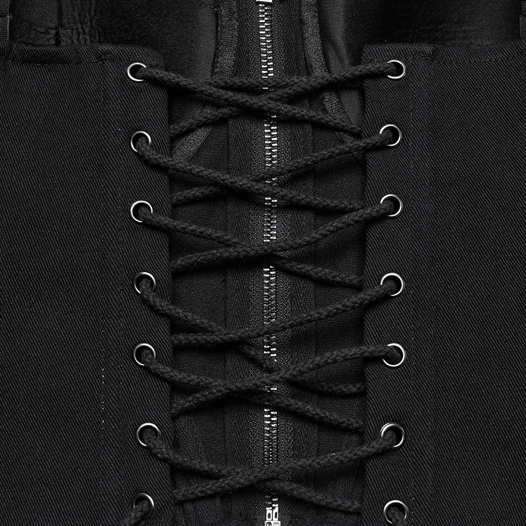 WT-982BXF Gothic Steampunk Punk Vest Strap Corset Black Zipper Bustier Top - Image 20