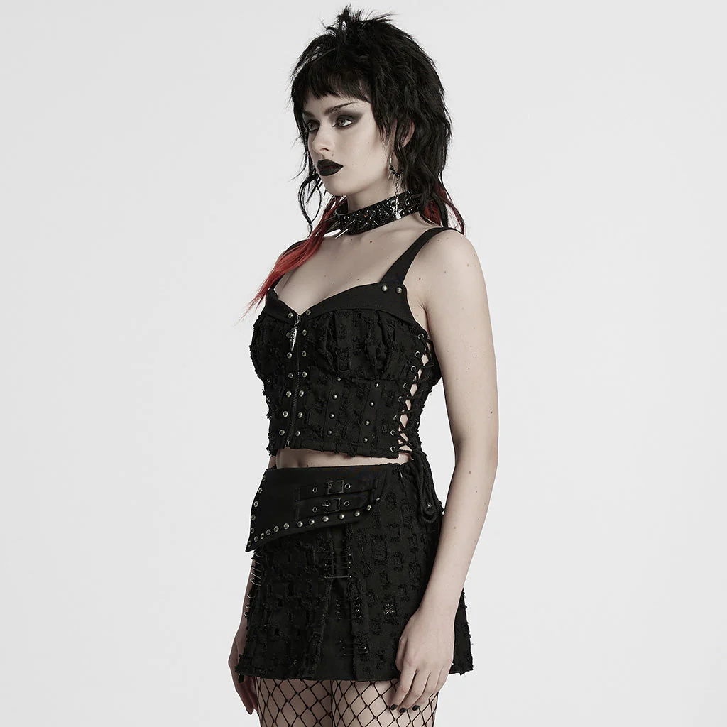 WT-987DQF Edgy Studded Punk Vest with Buckles and Straps Design - Image 13