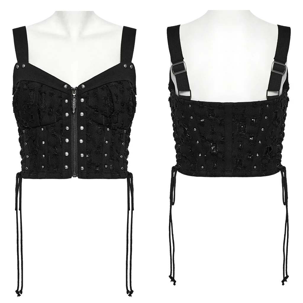 WT-987DQF Edgy Studded Punk Vest with Buckles and Straps Design - Image 6