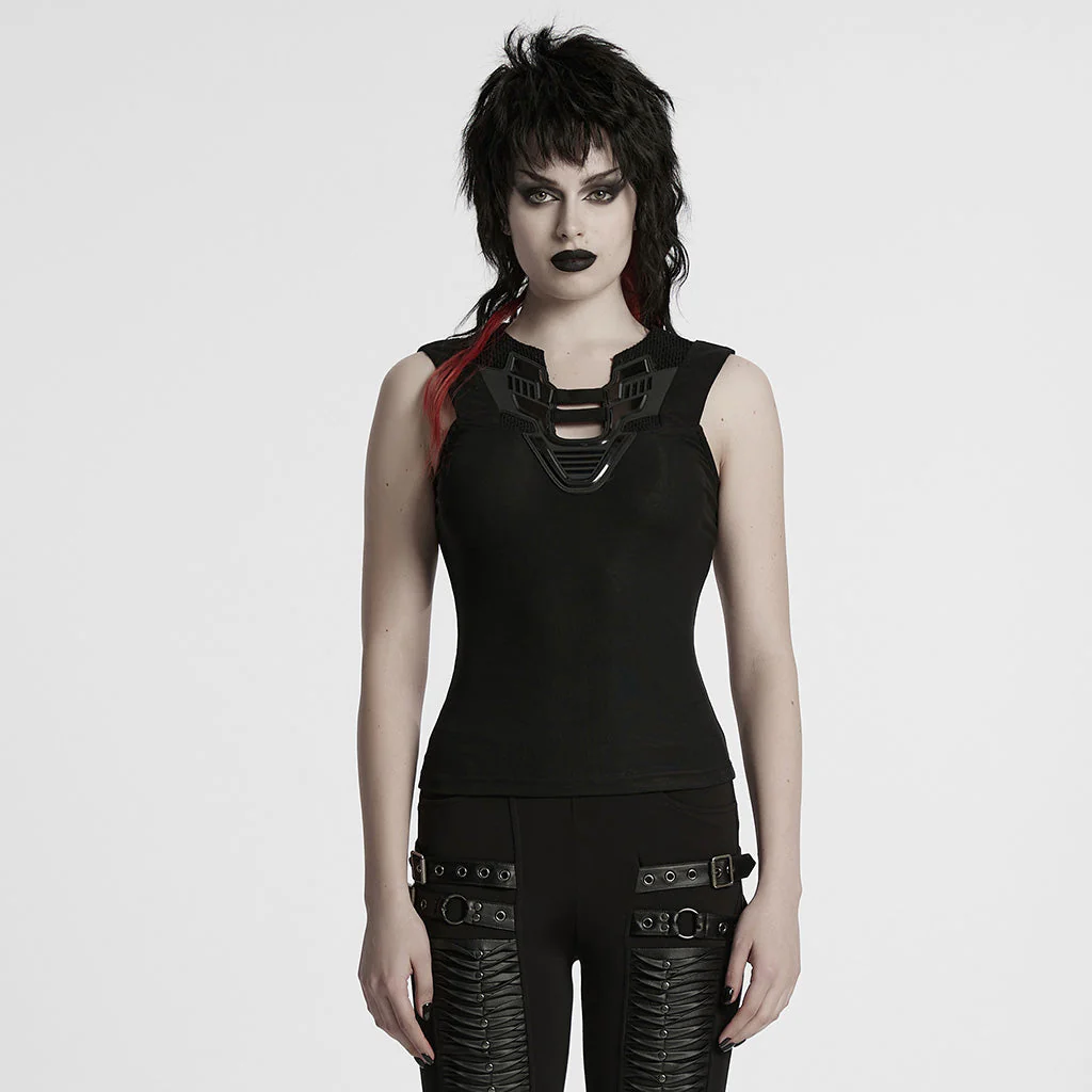 WT-994TDF Edgy Black Cutout Punk Vests Gothic Sleeveless Design - Image 20