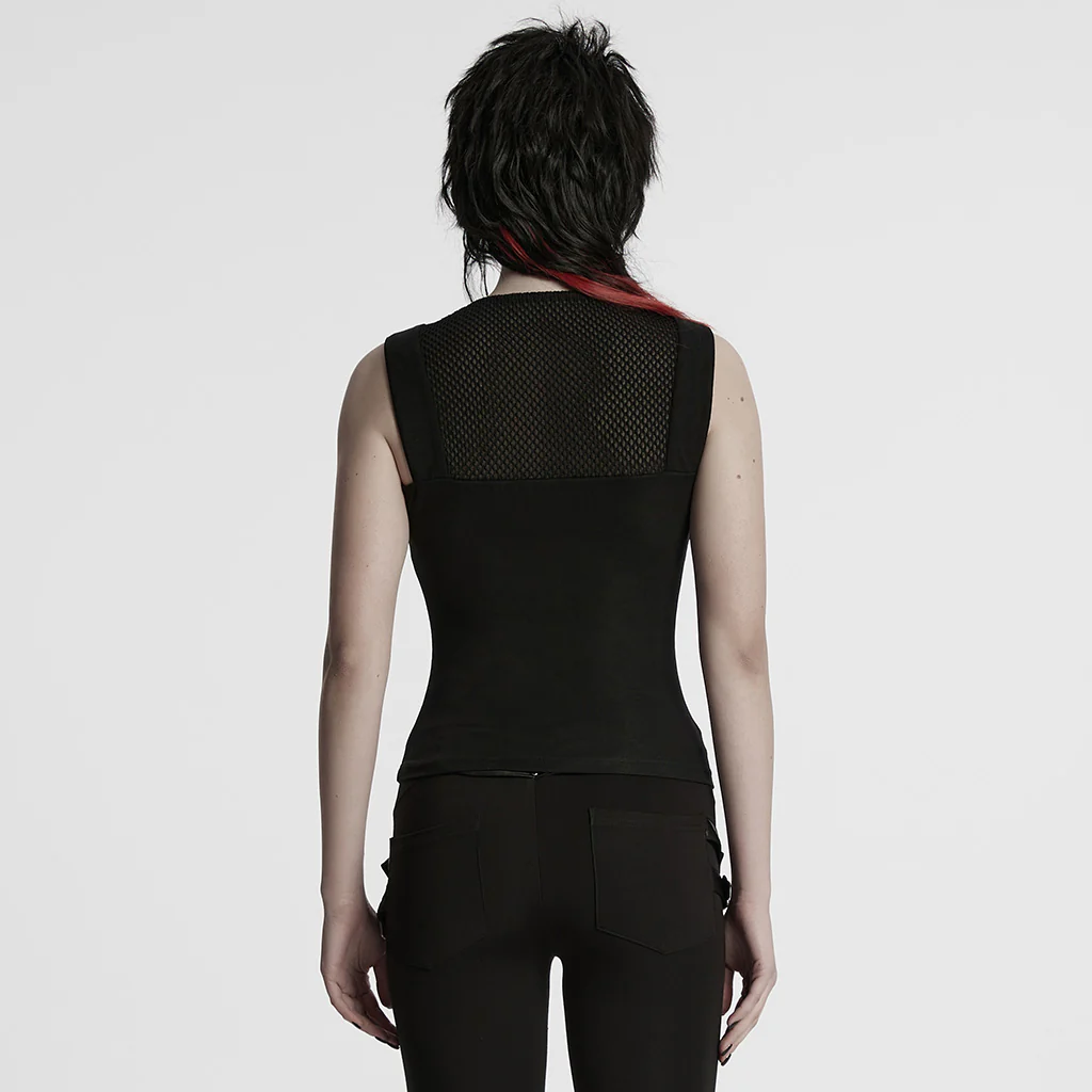 WT-994TDF Edgy Black Cutout Punk Vests Gothic Sleeveless Design - Image 4