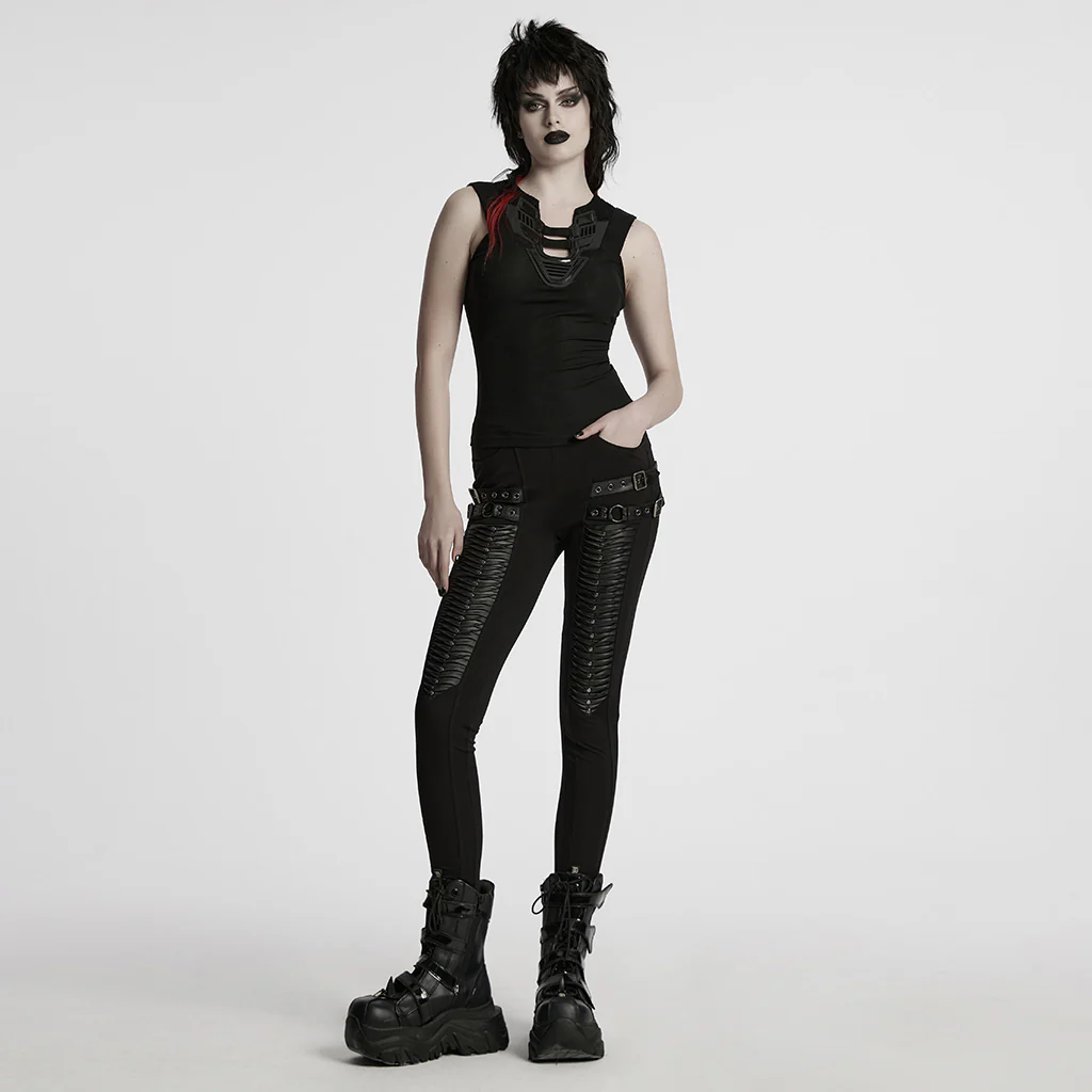 WT-994TDF Edgy Black Cutout Punk Vests Gothic Sleeveless Design - Image 5