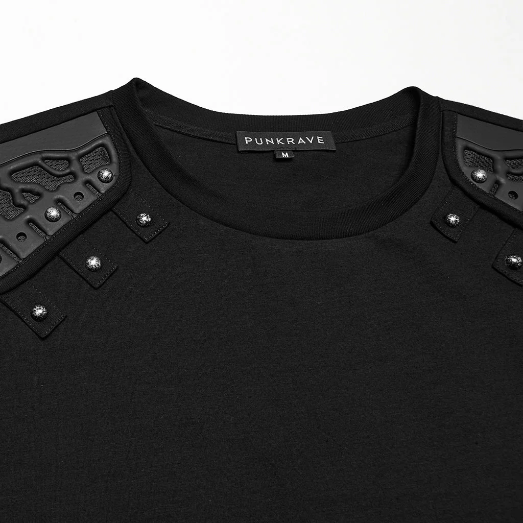 WT-995BXM Mens Studded Shoulder Punk Vests Black Sleeveless Top - Image 25
