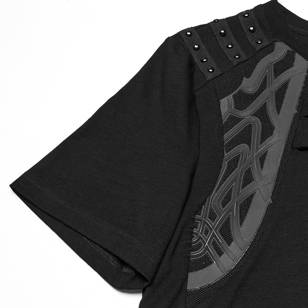 WT-996TDM Edgy Buckle Accent Punk T-Shirts with Shoulder Details - Image 18