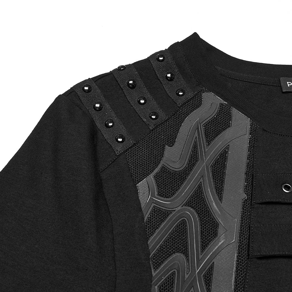 WT-996TDM Edgy Buckle Accent Punk T-Shirts with Shoulder Details - Image 26