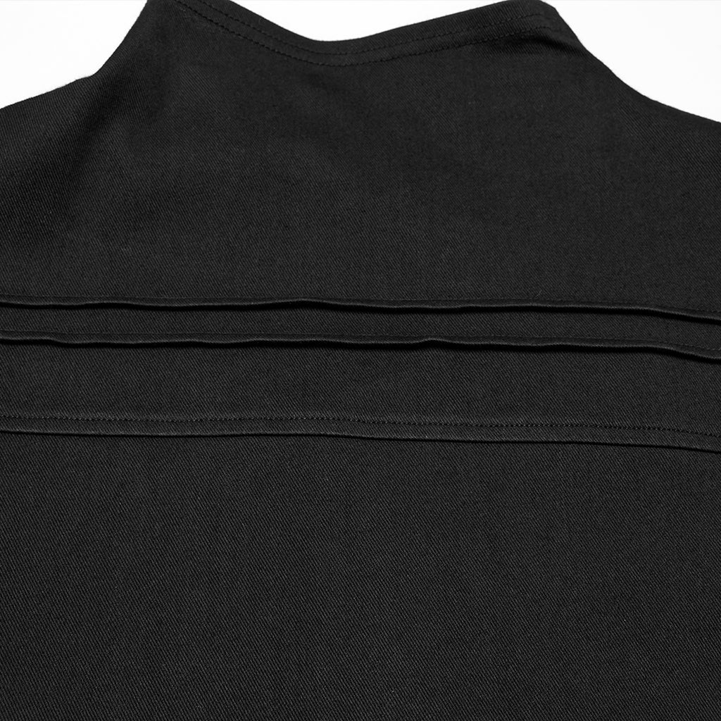 WT-998TCM Edgy Asymmetric Zip Punk T-Shirts with Military Collar - Image 10