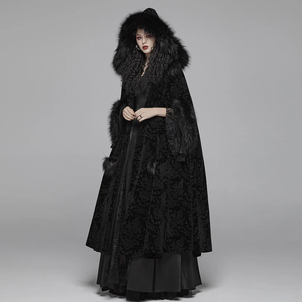 WY-1038DPF Luxurious Victorian Gothic Coat Elegant Hooded Long Cloak - Image 5