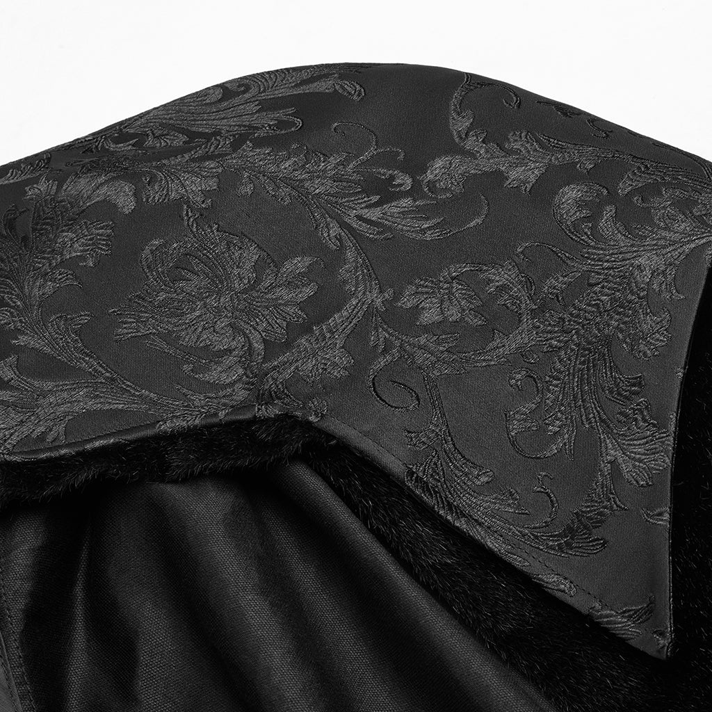 WY-1079DPM Noble Gothic Cloak Velvet Cape Medieval Full-Length Coat black - Image 9