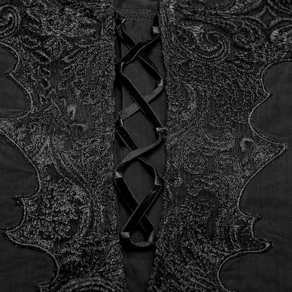 WY-1160CCM Mens Gothic Black Lace-Up Long Sleeve Shirt - Image 15