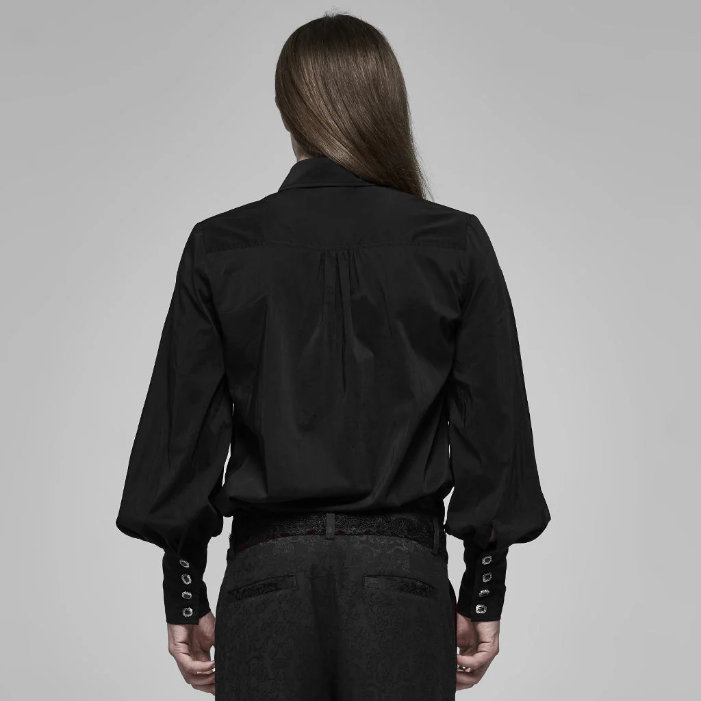 WY-1160CCM Mens Gothic Black Lace-Up Long Sleeve Shirt - Image 21