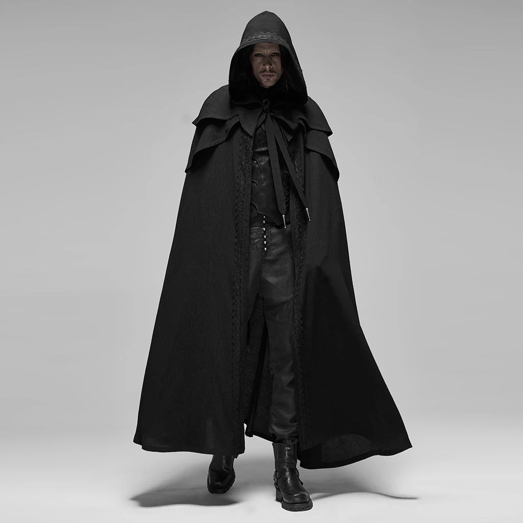 WY-1177DPM Gothic Coat Hooded Medieval Cloak Full Length Cape Robe - Image 5