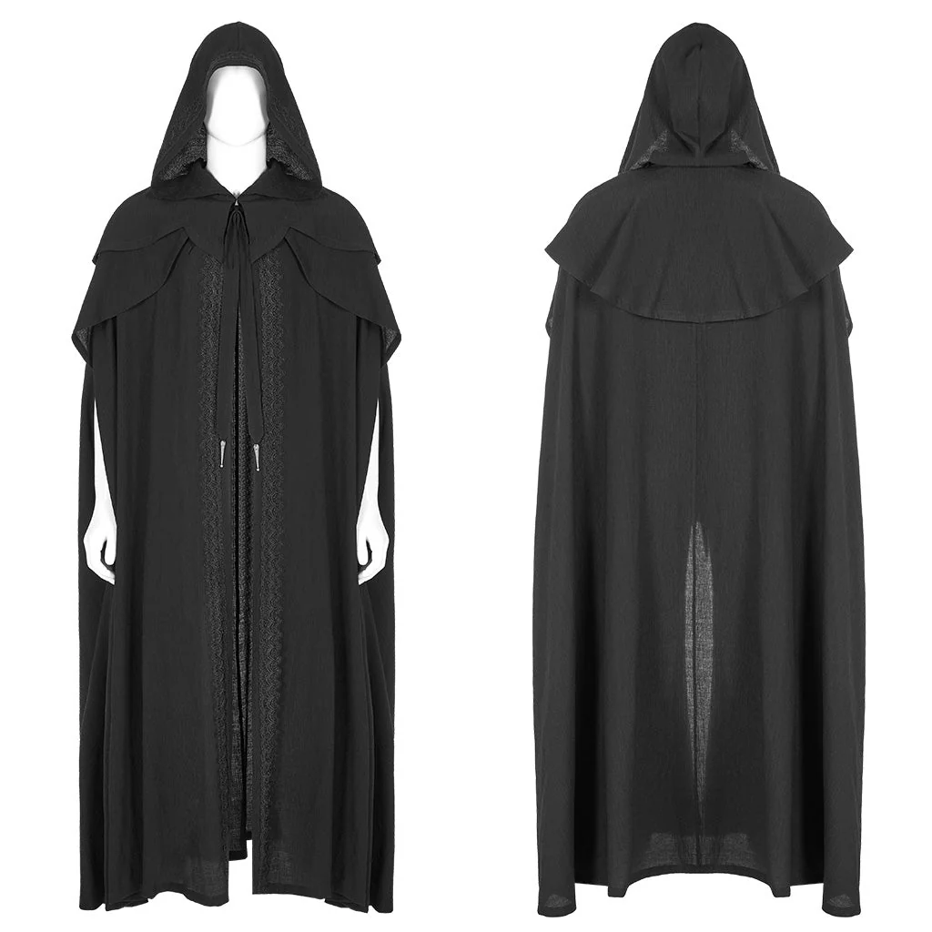 WY-1177DPM Gothic Coat Hooded Medieval Cloak Full Length Cape Robe - Image 6