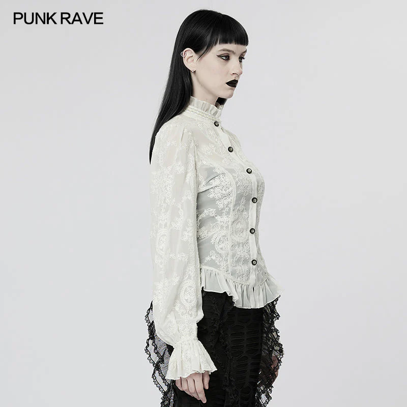WY-1267CCF Punk Rave Gothic Lace Shirt Victorian Style black Blouse - Image 14