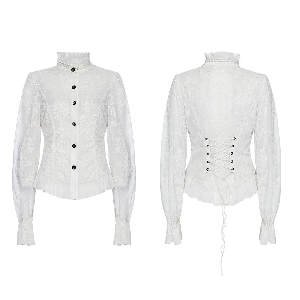 WY-1267CCF Punk Rave Gothic Lace Shirt Victorian Style black Blouse - Image 45