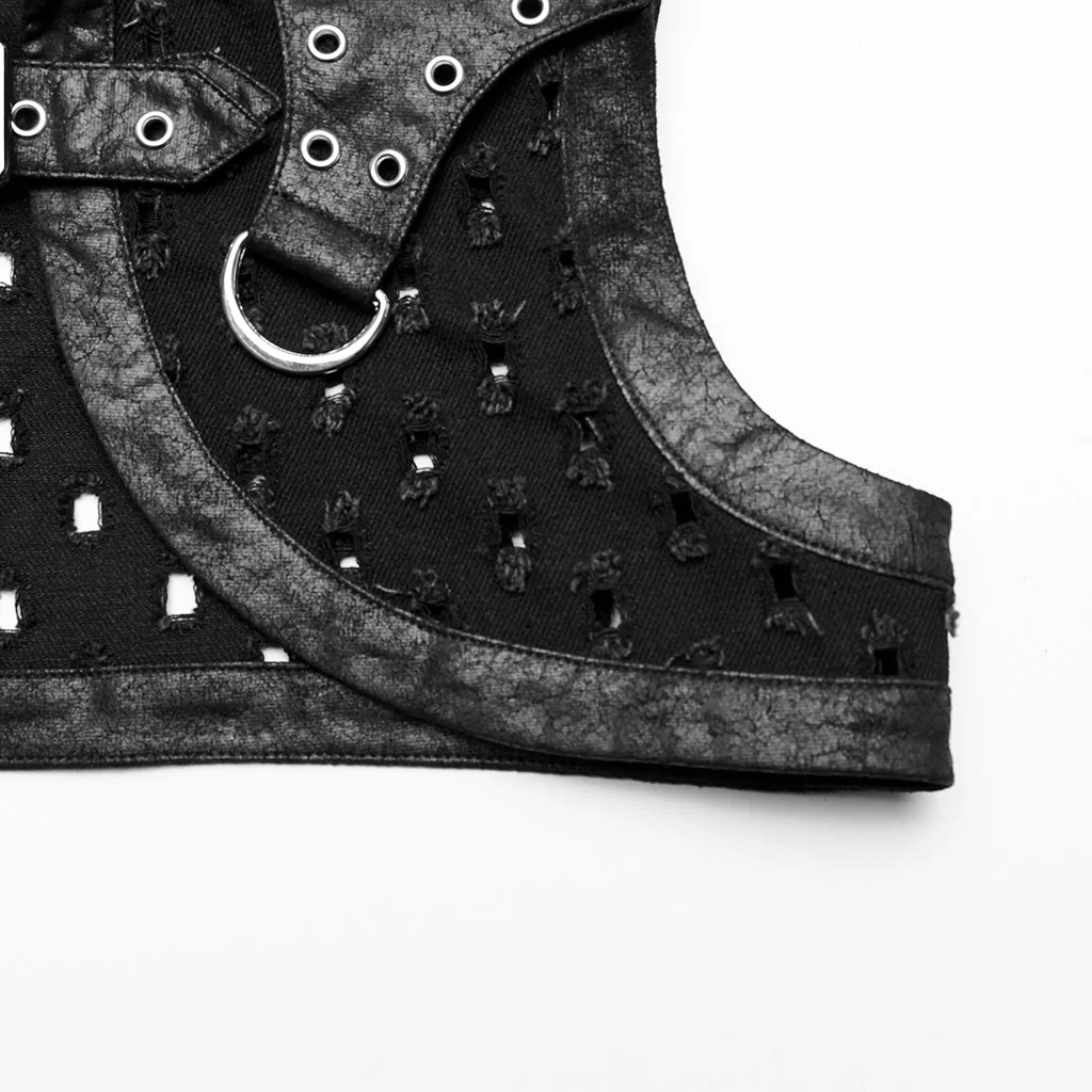 WY-1388XDF Punk Rave Punk Shoulder Shrug Studded Harness Bolero Gothic Crop Vest - Image 12