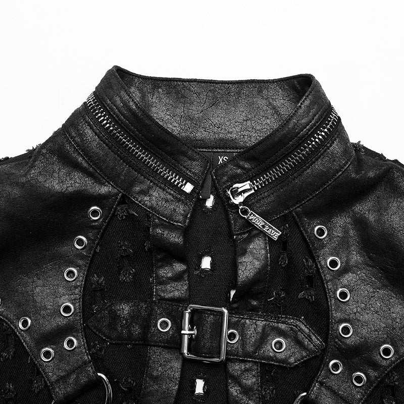 WY-1388XDF Punk Rave Punk Shoulder Shrug Studded Harness Bolero Gothic Crop Vest - Image 16