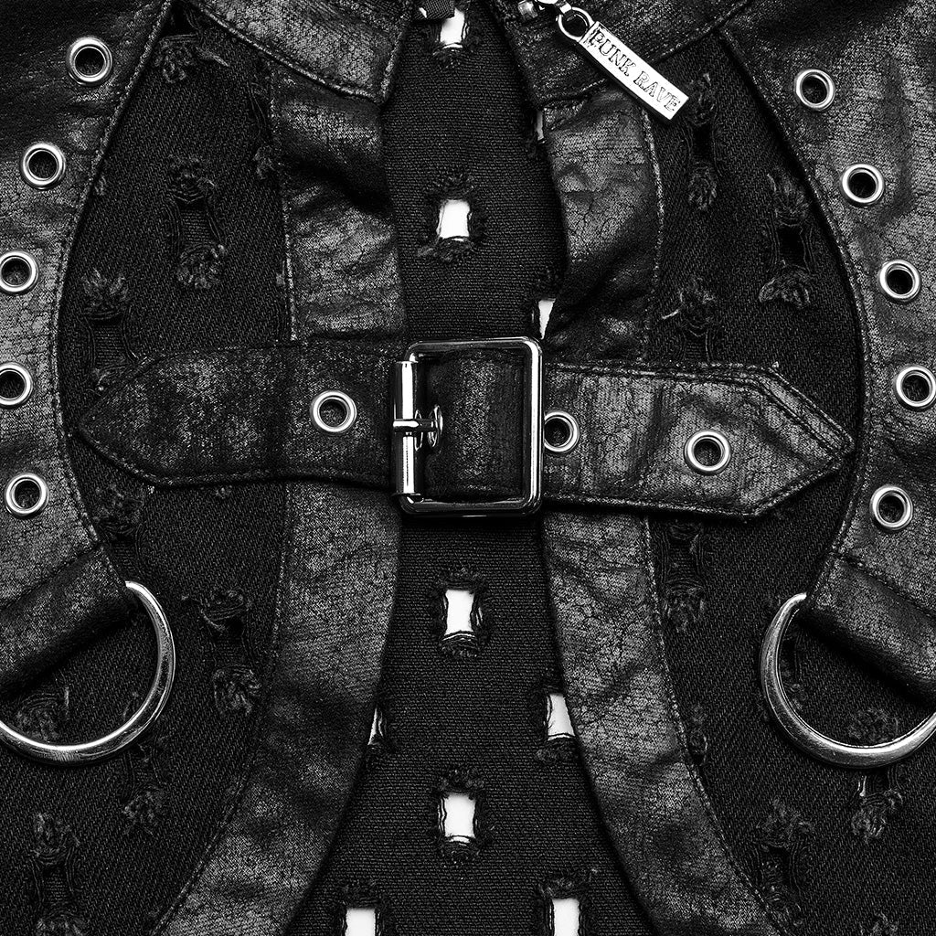 WY-1388XDF Punk Rave Punk Shoulder Shrug Studded Harness Bolero Gothic Crop Vest - Image 17