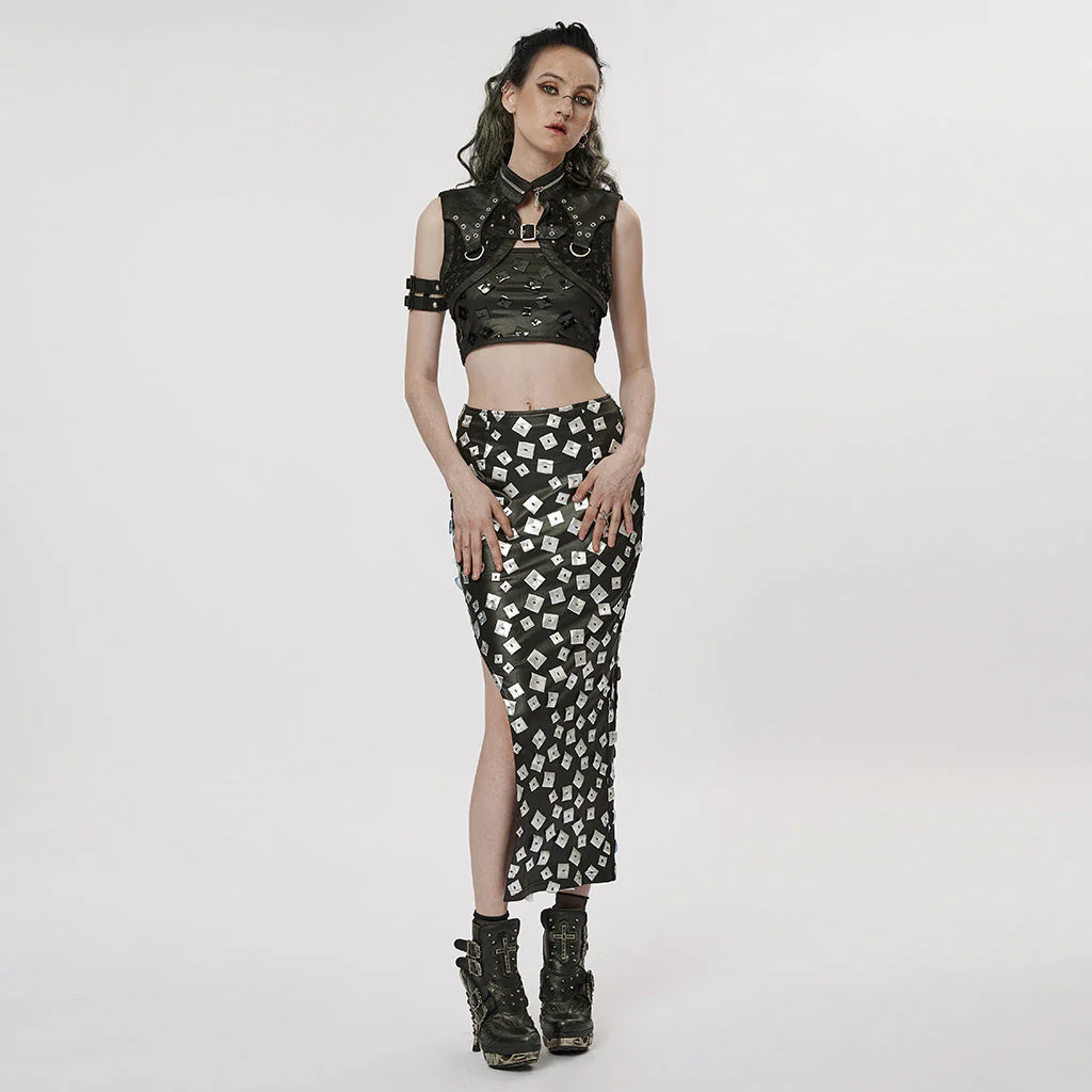 WY-1388XDF Punk Rave Punk Shoulder Shrug Studded Harness Bolero Gothic Crop Vest - Image 18