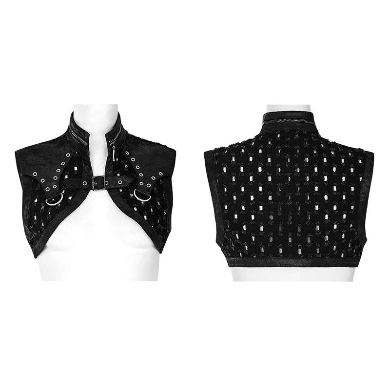 WY-1388XDF Punk Rave Punk Shoulder Shrug Studded Harness Bolero Gothic Crop Vest - Image 4
