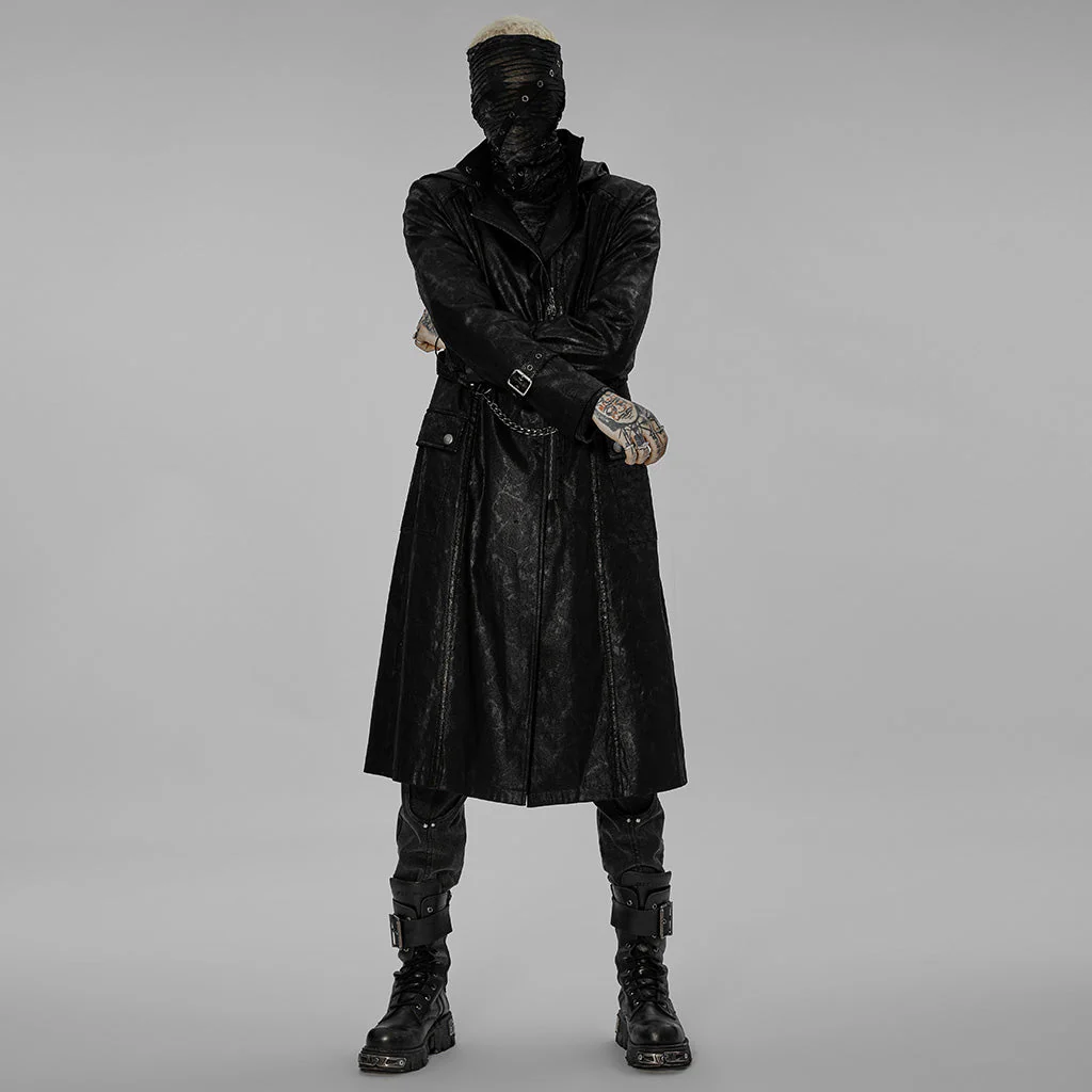 WY-1410DQM Mystic Chains Gothic Hooded Punk Coat with Buckle Details - Image 14