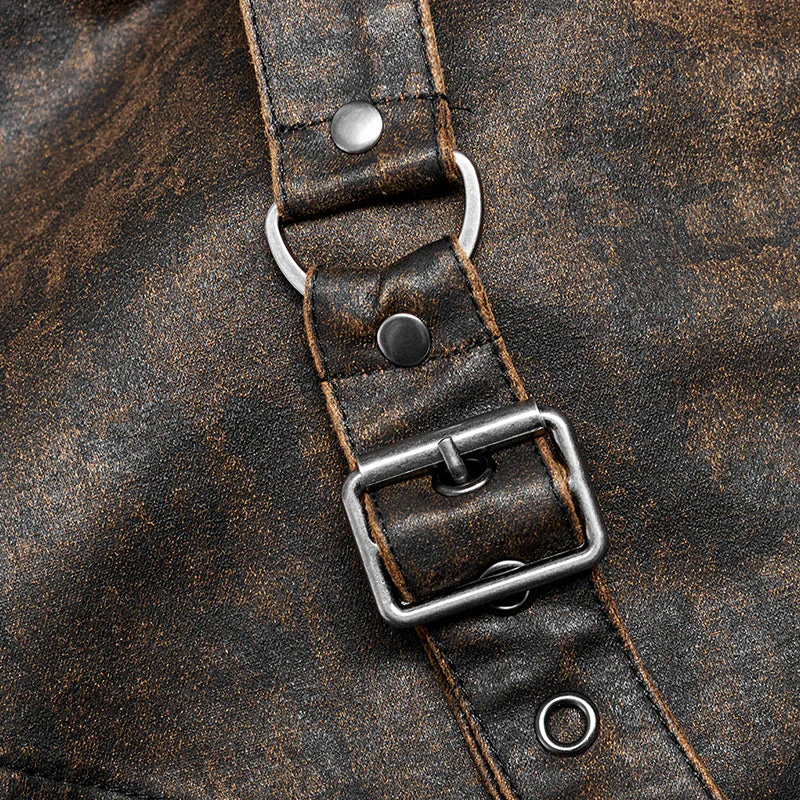 WY-1412XCM Punk Rave Gothic Coat Steampunk Long Trench with Harness Details - Image 5
