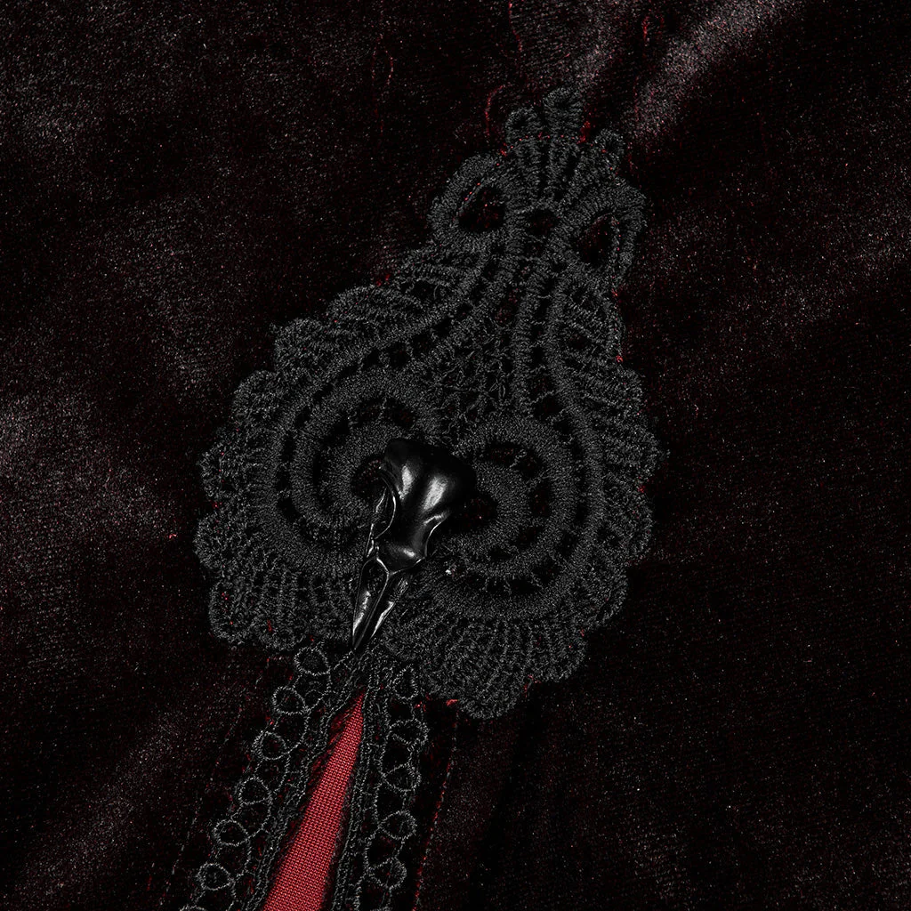 WY-1426DPF Velvet Gradient Hooded Gothic Coat With Lace Trim Detailing - Image 19