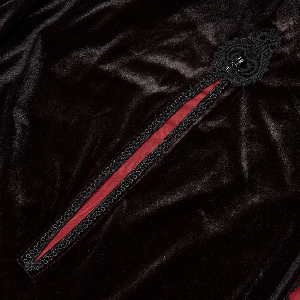 WY-1426DPF Velvet Gradient Hooded Gothic Coat With Lace Trim Detailing - Image 20
