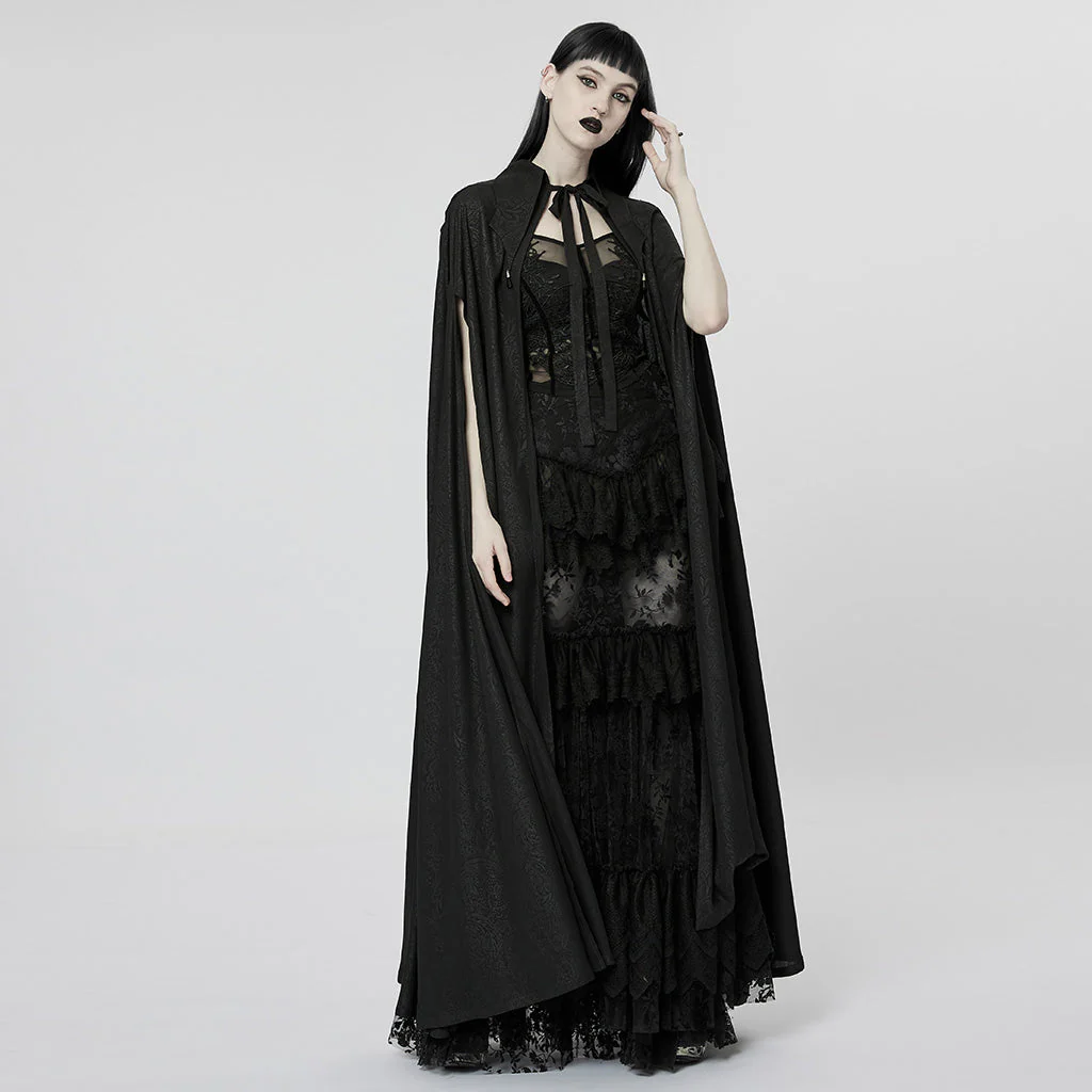 WY-1454DPF Punk Rave Gothic Coat Black Victorian Long Cape with Hood - Image 8