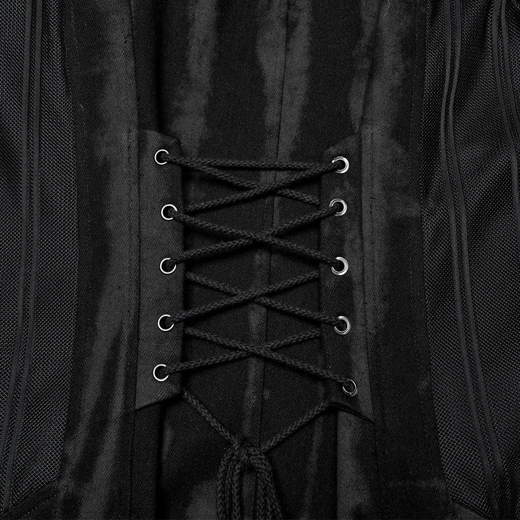 WY-1487XCM Gothic Long Punk Coat with Rivet Shoulder Details - Image 18