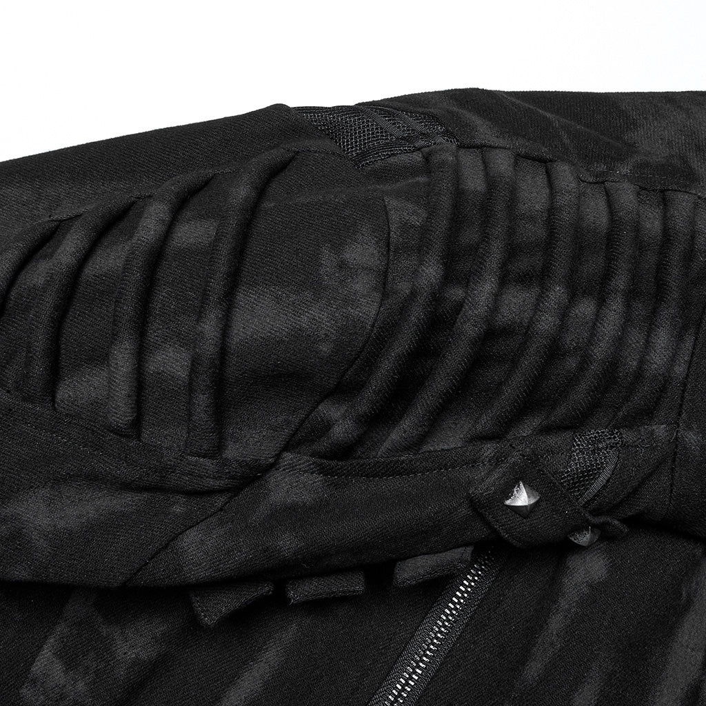 WY-1487XCM Gothic Long Punk Coat with Rivet Shoulder Details - Image 26