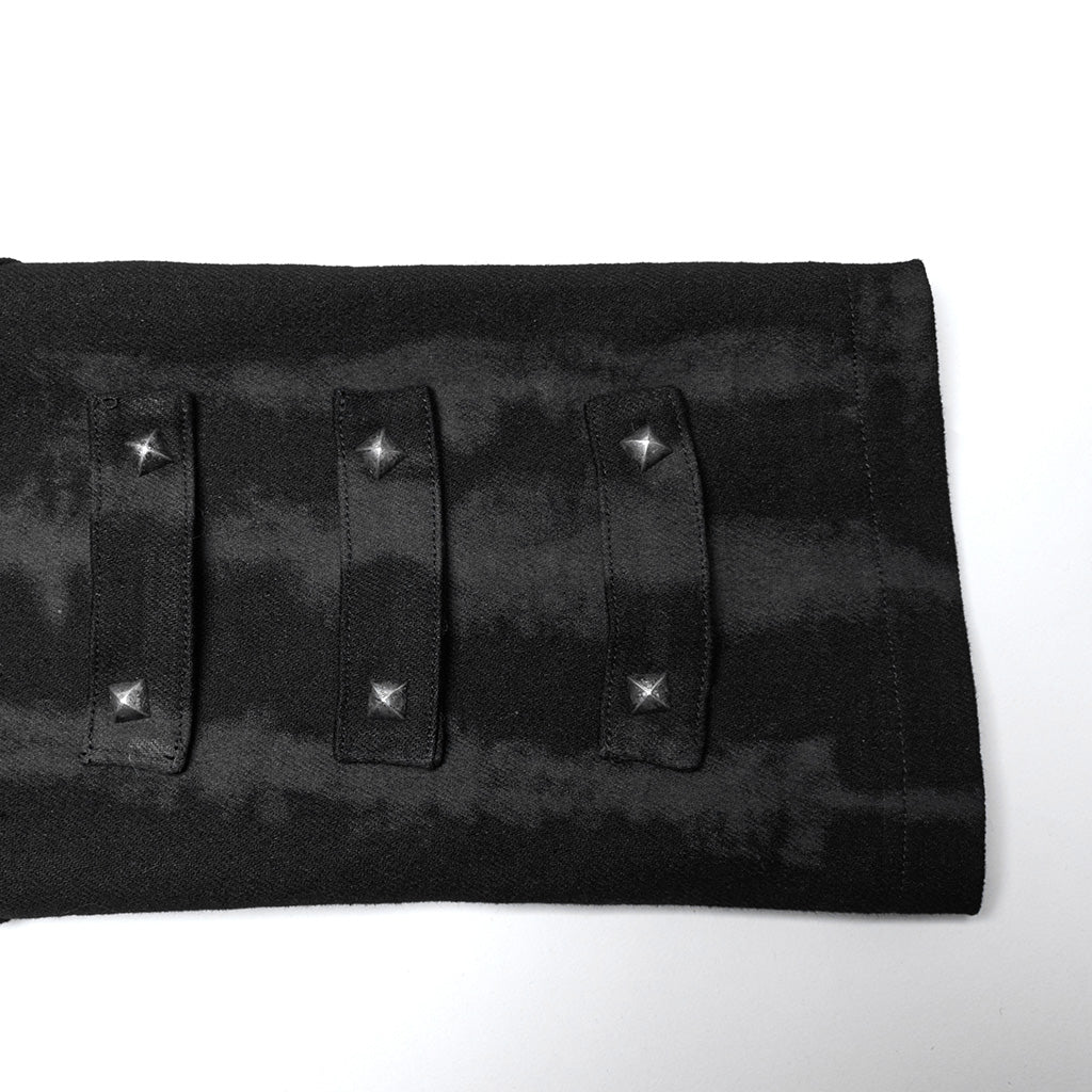 WY-1487XCM Gothic Long Punk Coat with Rivet Shoulder Details - Image 9