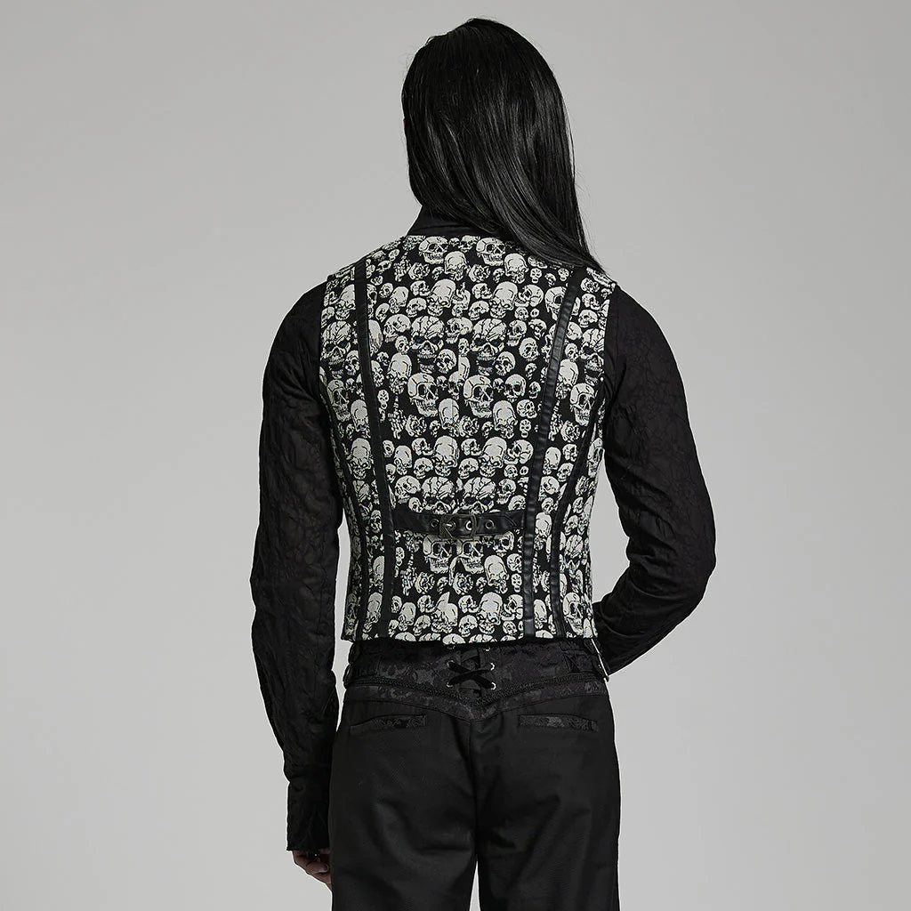WY-1505MJM Mens Gothic Skull Pattern Slim Fit Vest - Image 14