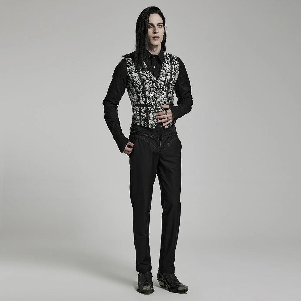 WY-1505MJM Mens Gothic Skull Pattern Slim Fit Vest - Image 15