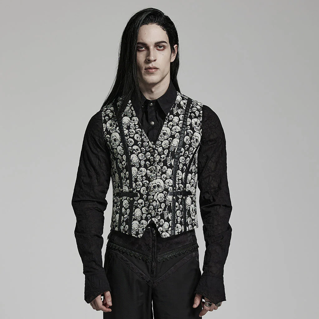WY-1505MJM Mens Gothic Skull Pattern Slim Fit Vest - Image 21