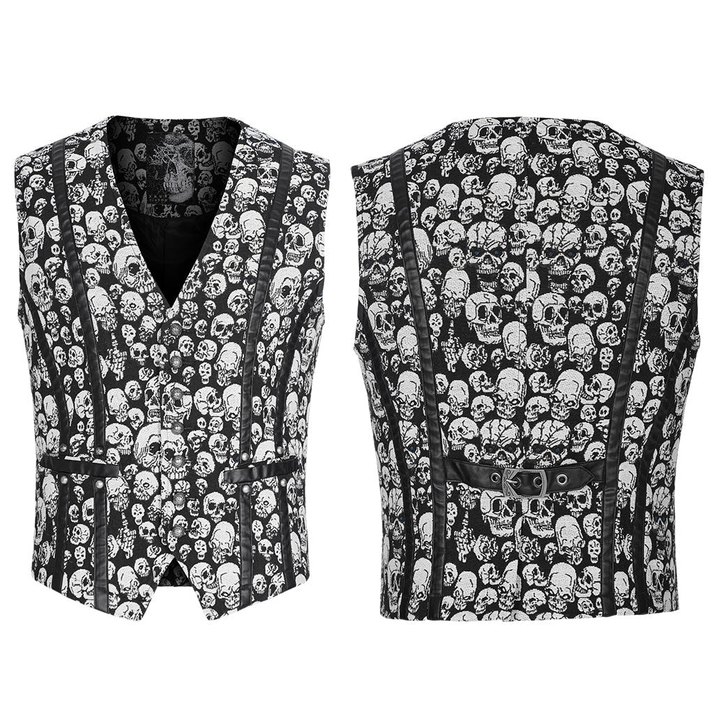 WY-1505MJM Mens Gothic Skull Pattern Slim Fit Vest - Image 6