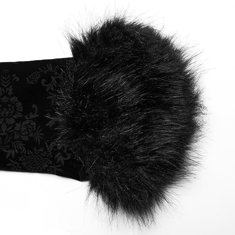 WY-1513XCF Punk Rave Gothic Coat Velvet Faux Fur Trimmed Victorian Style Jacket - Image 14