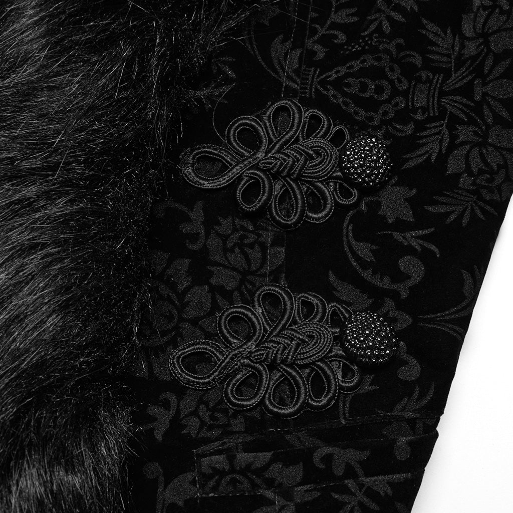 WY-1513XCF Punk Rave Gothic Coat Velvet Faux Fur Trimmed Victorian Style Jacket - Image 18