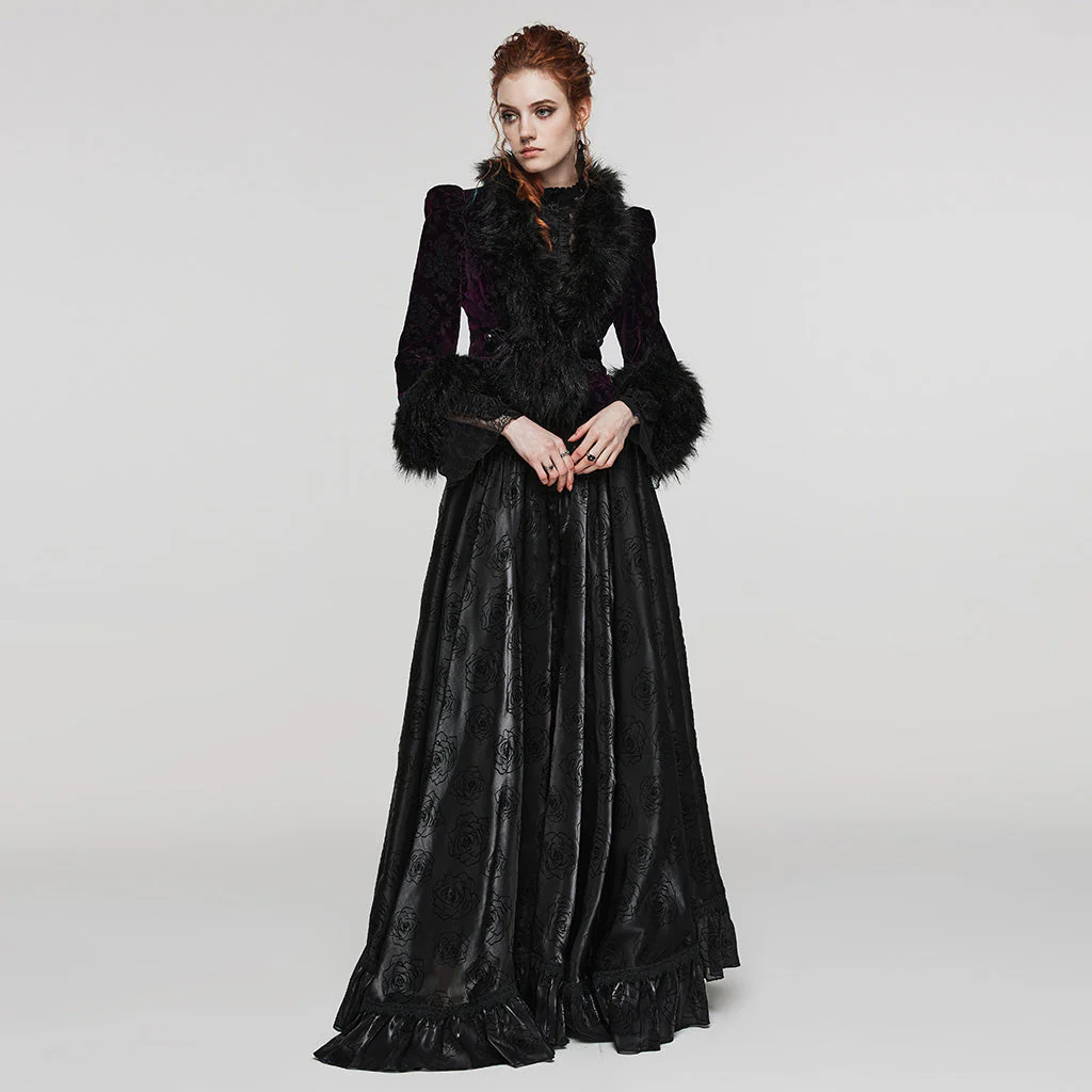 WY-1513XCF Punk Rave Gothic Coat Velvet Faux Fur Trimmed Victorian Style Jacket - Image 41