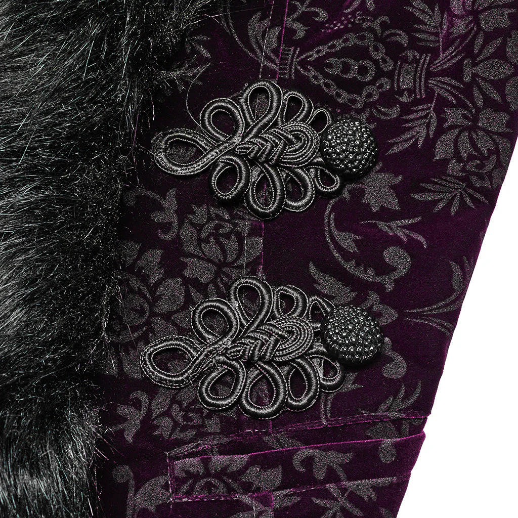 WY-1513XCF Punk Rave Gothic Coat Velvet Faux Fur Trimmed Victorian Style Jacket - Image 43