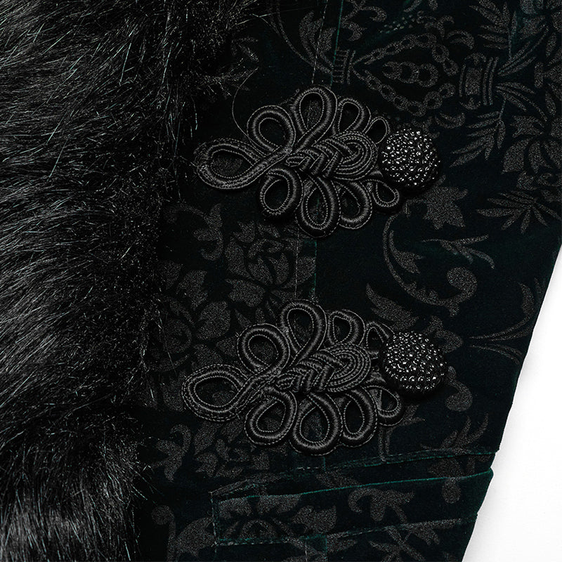 WY-1513XCF Punk Rave Gothic Coat Velvet Faux Fur Trimmed Victorian Style Jacket - Image 49