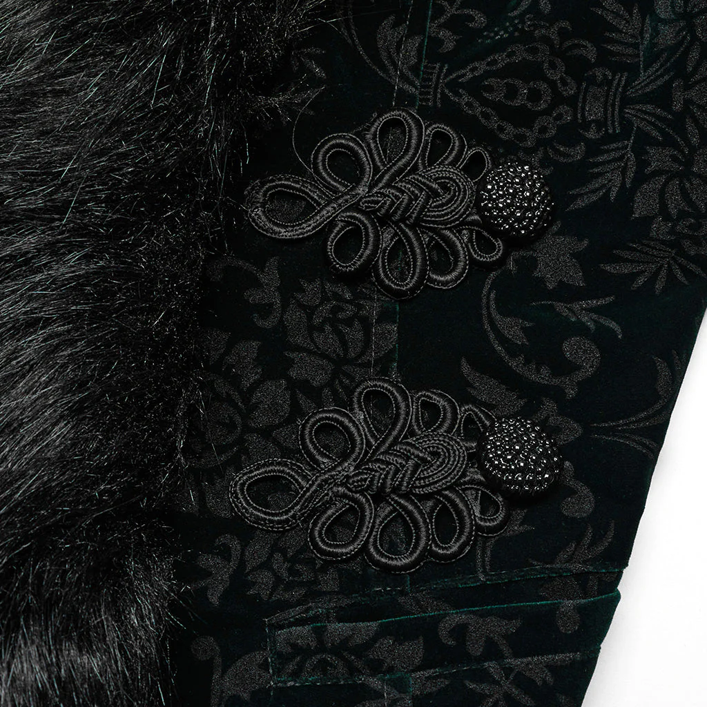 WY-1513XCF Punk Rave Gothic Coat Velvet Faux Fur Trimmed Victorian Style Jacket - Image 53
