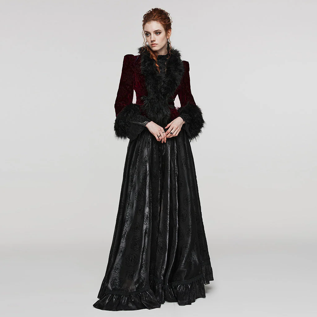 WY-1513XCF Punk Rave Gothic Coat Velvet Faux Fur Trimmed Victorian Style Jacket - Image 73