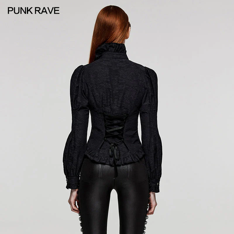 WY-1527CCF Punk Rave Gothic Shirt Victorian Style black Button-Up Blouse - Image 15