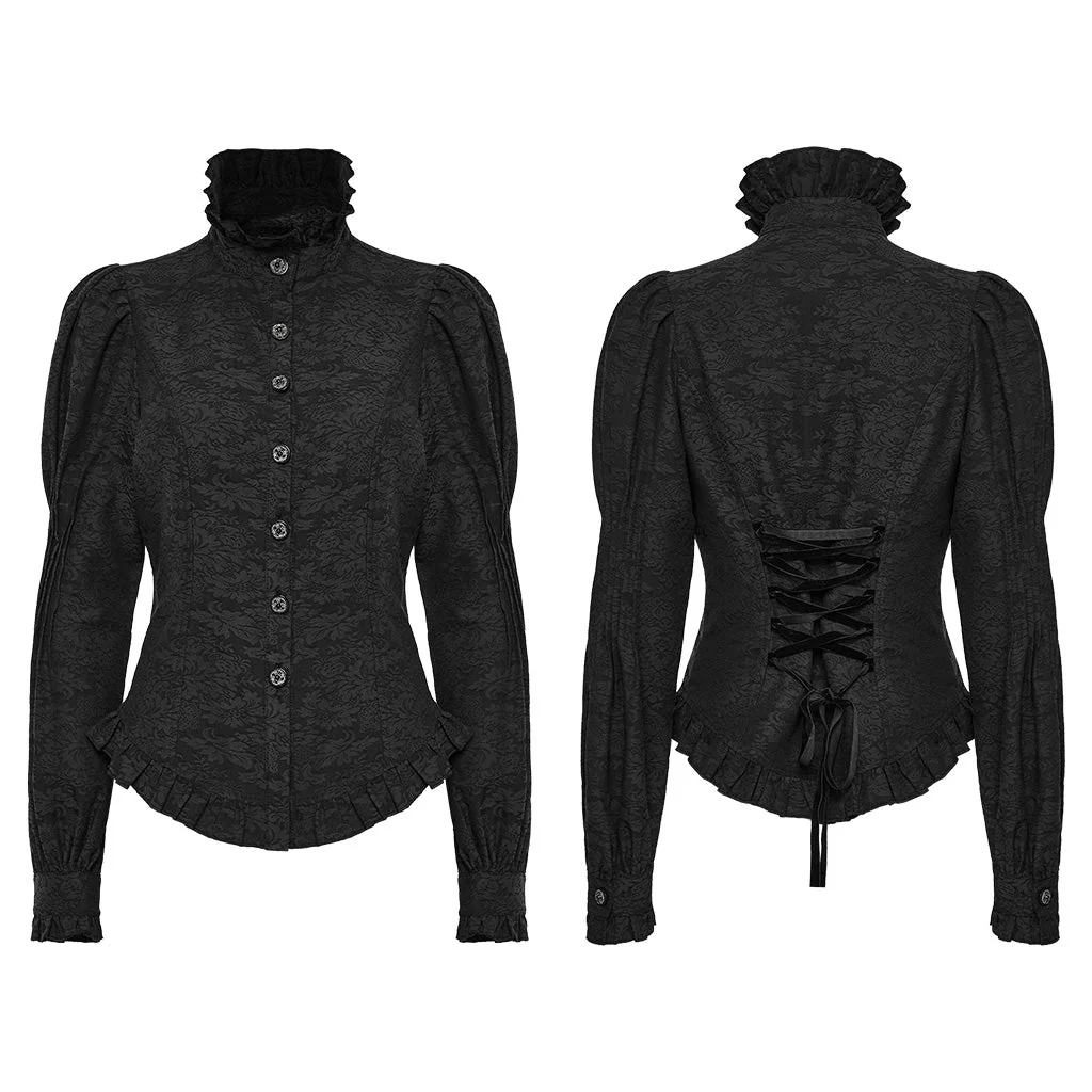 WY-1527CCF Punk Rave Gothic Shirt Victorian Style black Button-Up Blouse - Image 21